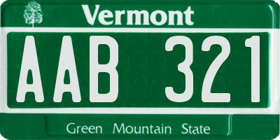 VT license plate AAB321