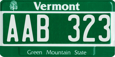 VT license plate AAB323