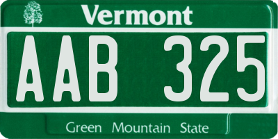 VT license plate AAB325