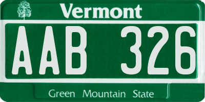 VT license plate AAB326