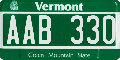 VT license plate AAB330