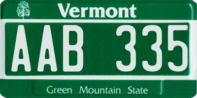 VT license plate AAB335