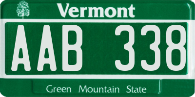 VT license plate AAB338