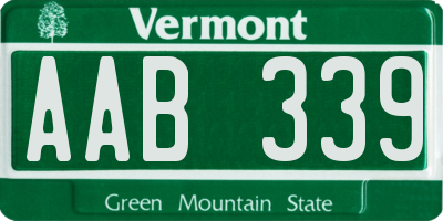 VT license plate AAB339