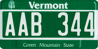 VT license plate AAB344