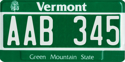 VT license plate AAB345