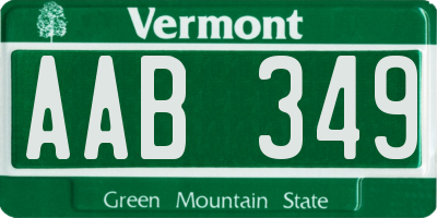 VT license plate AAB349