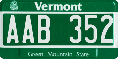 VT license plate AAB352