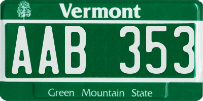 VT license plate AAB353