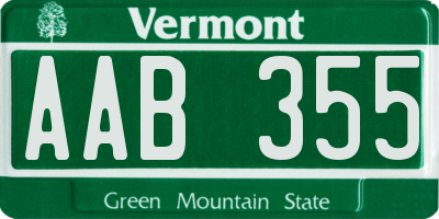 VT license plate AAB355