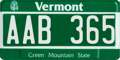 VT license plate AAB365