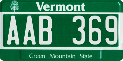 VT license plate AAB369