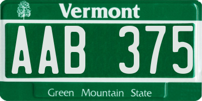 VT license plate AAB375