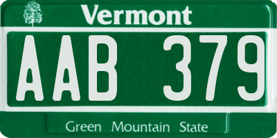 VT license plate AAB379