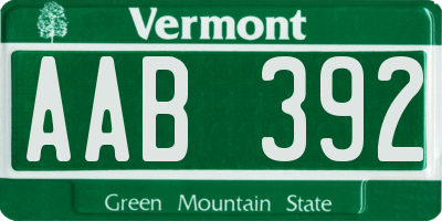 VT license plate AAB392