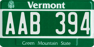 VT license plate AAB394