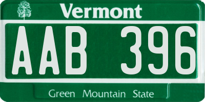 VT license plate AAB396