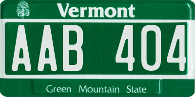 VT license plate AAB404