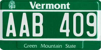 VT license plate AAB409