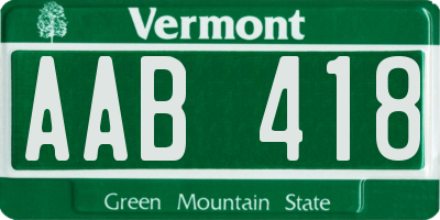 VT license plate AAB418