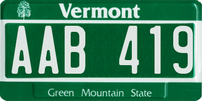 VT license plate AAB419