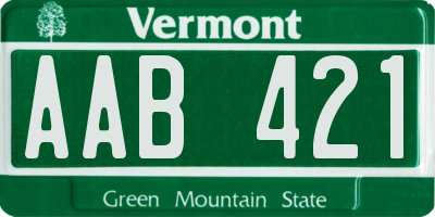 VT license plate AAB421