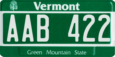 VT license plate AAB422