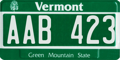 VT license plate AAB423