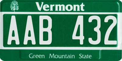 VT license plate AAB432