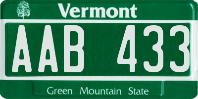 VT license plate AAB433