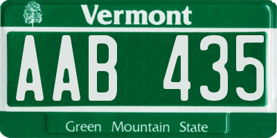 VT license plate AAB435