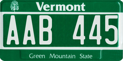 VT license plate AAB445