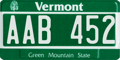 VT license plate AAB452