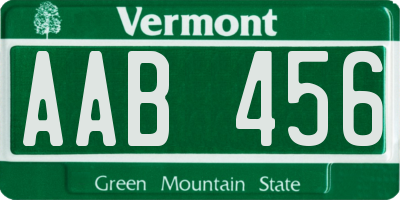 VT license plate AAB456