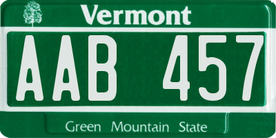 VT license plate AAB457