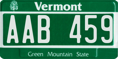 VT license plate AAB459