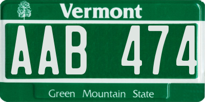 VT license plate AAB474