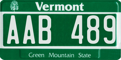 VT license plate AAB489