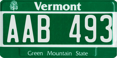 VT license plate AAB493