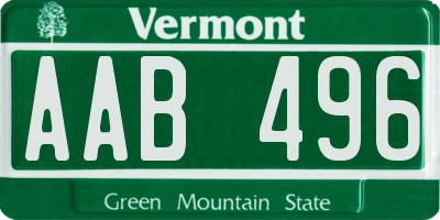 VT license plate AAB496