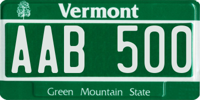 VT license plate AAB500