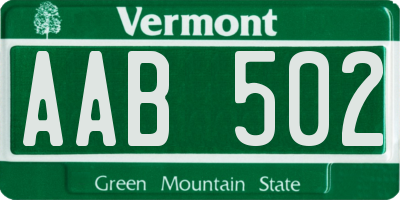 VT license plate AAB502