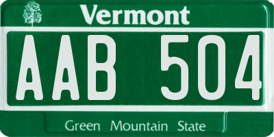 VT license plate AAB504