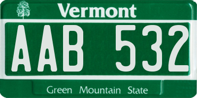 VT license plate AAB532
