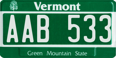 VT license plate AAB533