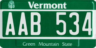 VT license plate AAB534