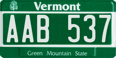 VT license plate AAB537