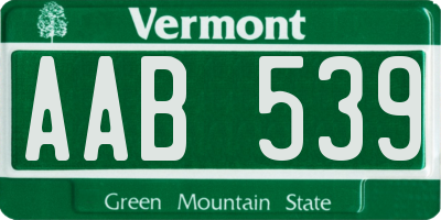 VT license plate AAB539