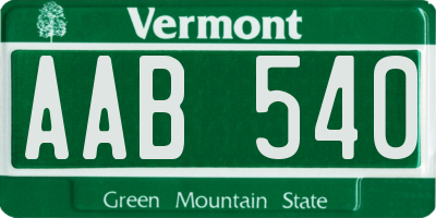 VT license plate AAB540