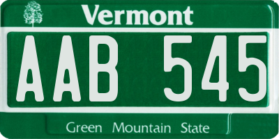 VT license plate AAB545